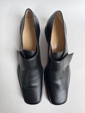Vintage Salvatore Ferragamo Boutique Black Leather Loafers Italy 10.5 AA